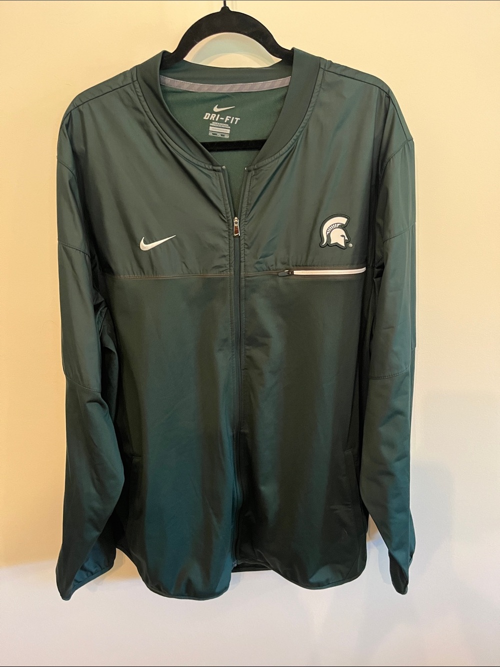 Nike Green Dri-FIT Lightweight Zip Jacket with Spartan Logo